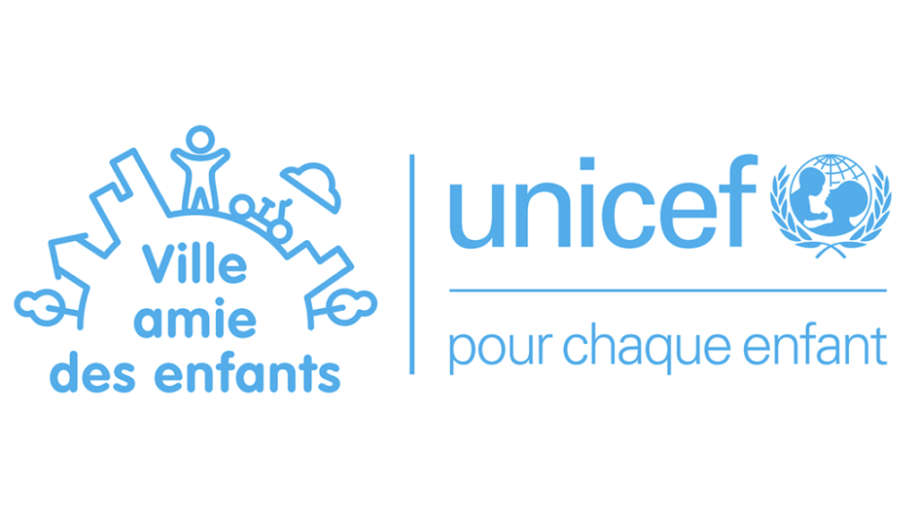 Logo unicef représentant l'investissement de la ville de Joigny dans le bien-être des enfants